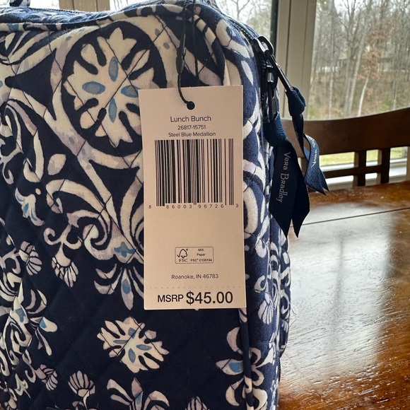 Vera Bradley Steel Blue and White Floral Bag - Picture 3 of 5